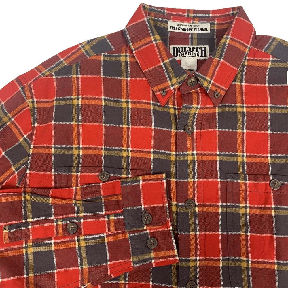 NWOT Duluth Trading Free Swingin' Flannel Shirt Men’s Oversized Large Red Plaid